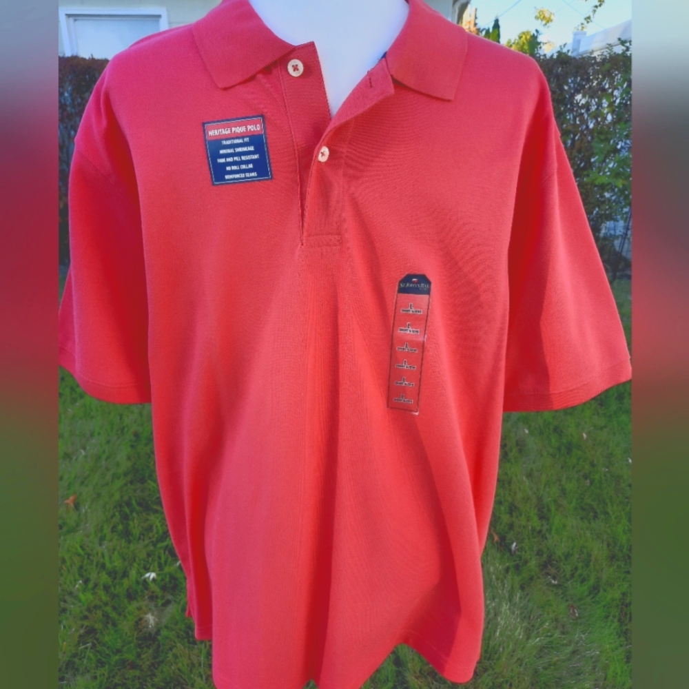 St. John's Bay Men's Short Sleeve Pique Polo, Vermillion Red